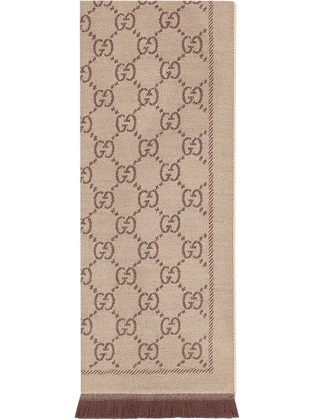 Gucci Women's Gg Motif Wool Scarf in Brown | Size UNI | 1334833G2002764 | LOZURI