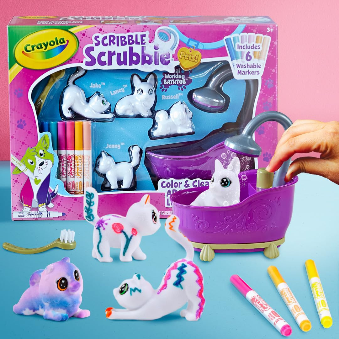 Crayola Scribble Scrubbies Tub Set (4 Pets), Washable Pet Care Toy, Coloring Animal Craft, Toys f... | Amazon (US)