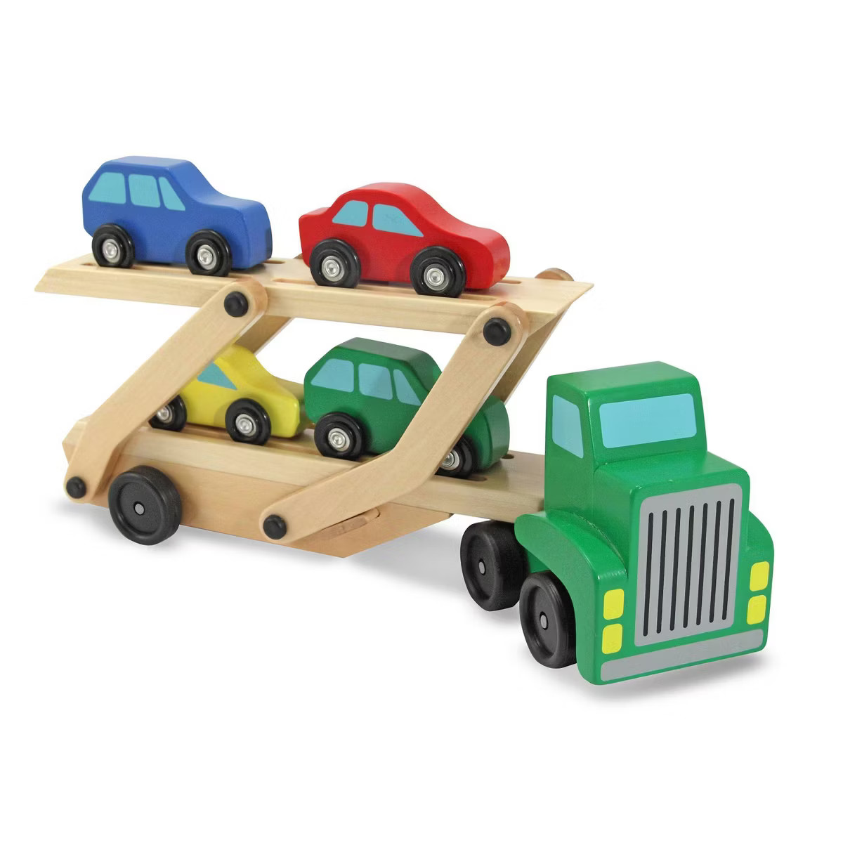 Melissa & Doug Car Carrier Truck and Cars Wooden Toy Set With 1 Truck and 4 Cars | Target
