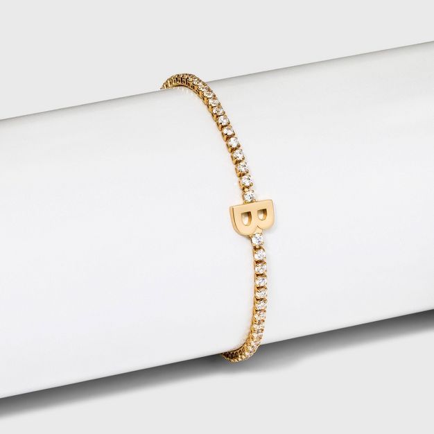 Gold Plated Cubic Zirconia Initial Tennis Bracelet - A New Day™ Gold | Target