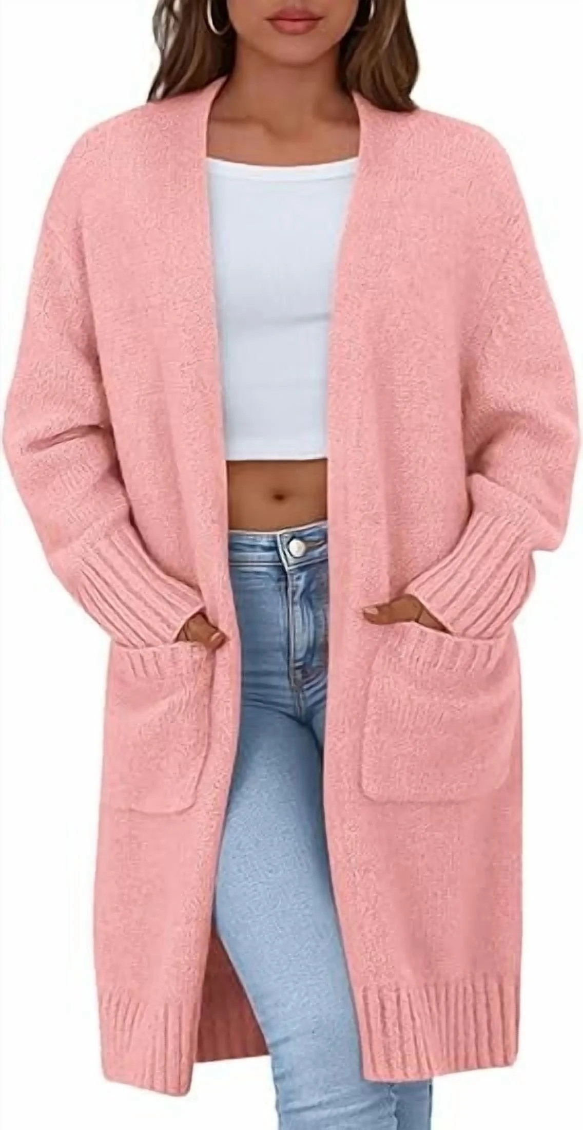 PRETTYGARDEN Fall Long Sleeve Cardigan Sweaters for Women Trendy Winter Open Front Loose Knitted ... | Walmart (US)