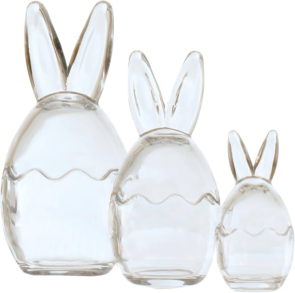 Easter Bunny Ears Glass Storage Jars Set of 3 with Removable Lids, Clear Glass Containers for Can... | Amazon (UK)