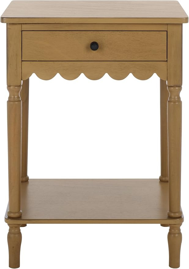 SAFAVIEH Home Collection – Haven Desert Brown Accent Table with Drawer & Shelf, Scalloped Apron... | Amazon (US)