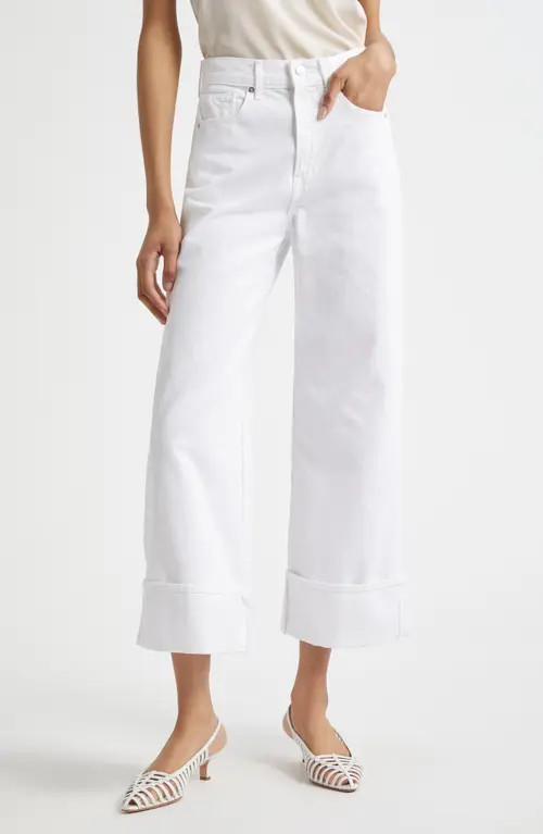 Veronica Beard Taylor High Waist Crop Wide Leg Jeans in White at Nordstrom, Size 26 | Nordstrom