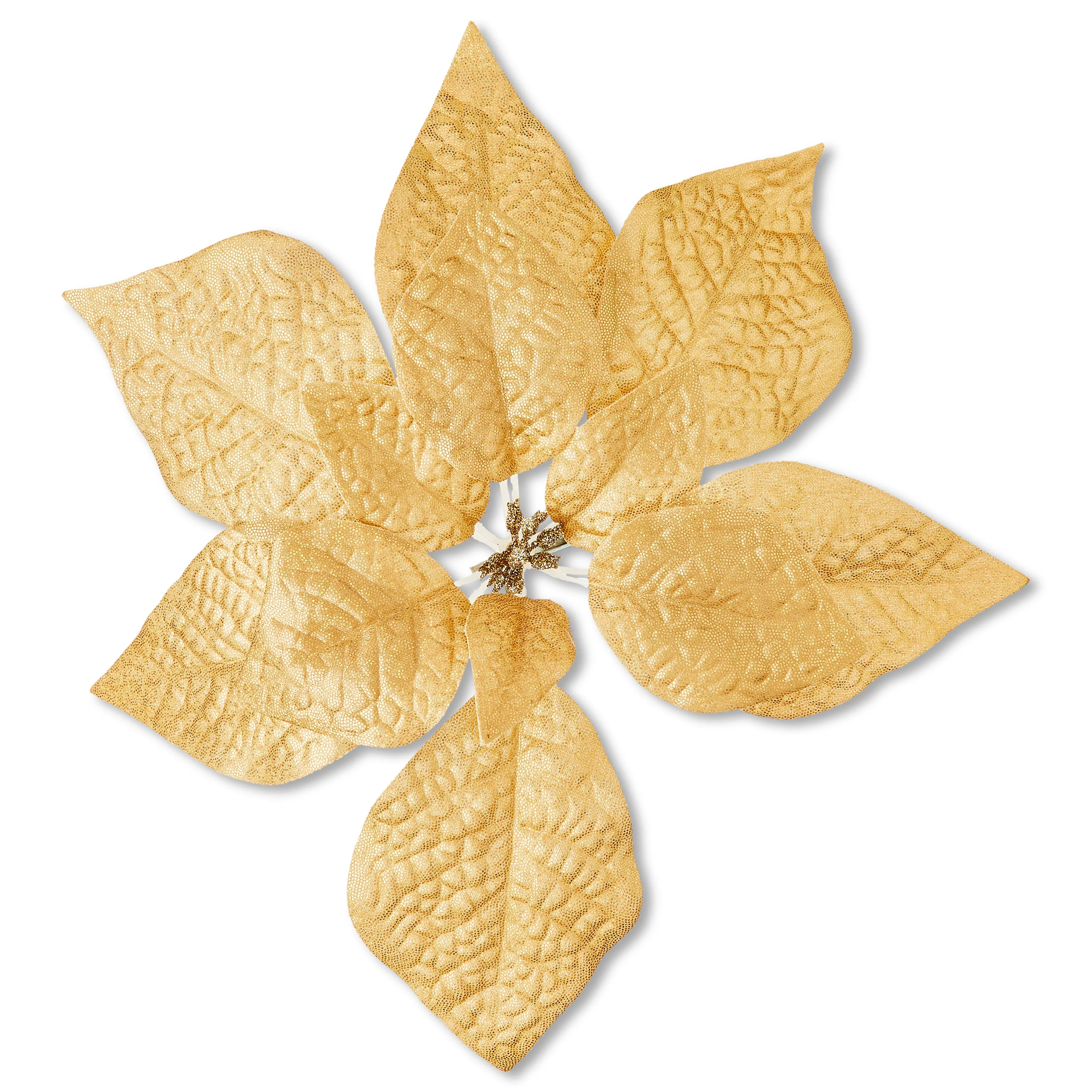 Poinsettia Christmas Clip Ornament, Gold, 11", by Holiday Time | Walmart (US)