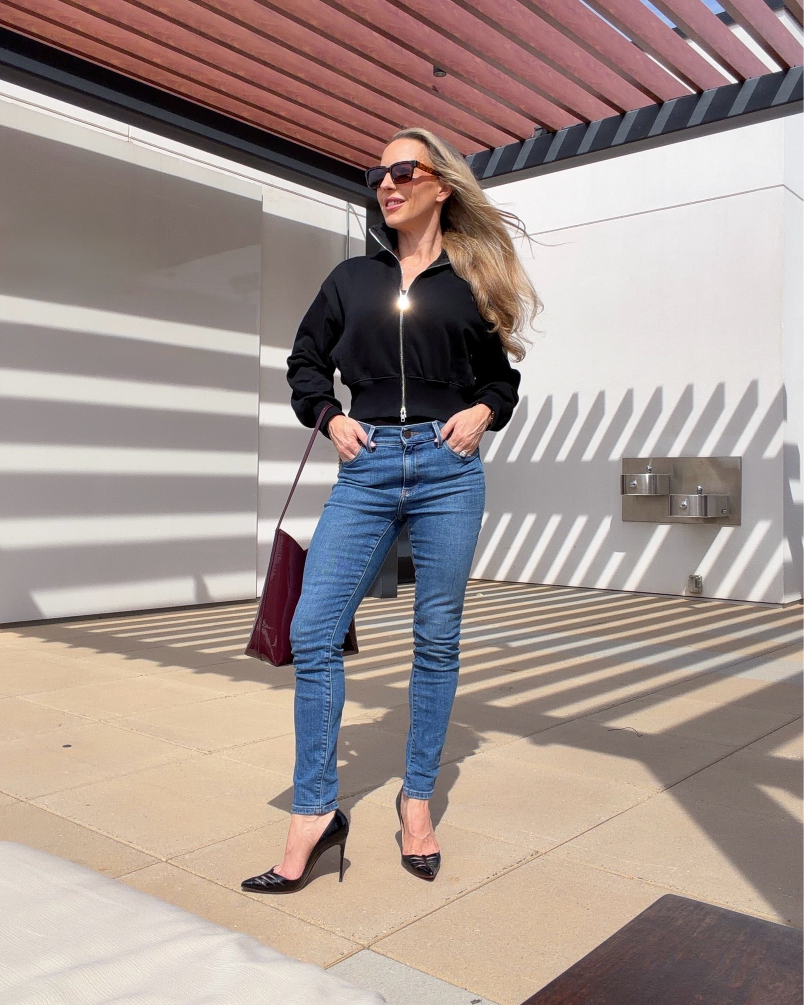 Fall outfit inspo: skinny jeans are back in style but this season we’re styling them with black stiletto pumps and cropped black jackets. Adding some color with the burgundy Saint Laurent shoulder bag (use my code EVEDAWES for 1 month Vivrelle membership for free), and oversized tortoiseshell sunglasses (prescription lenses available).

#LTKootd #LTKSeasonal #LTKSaleAlert