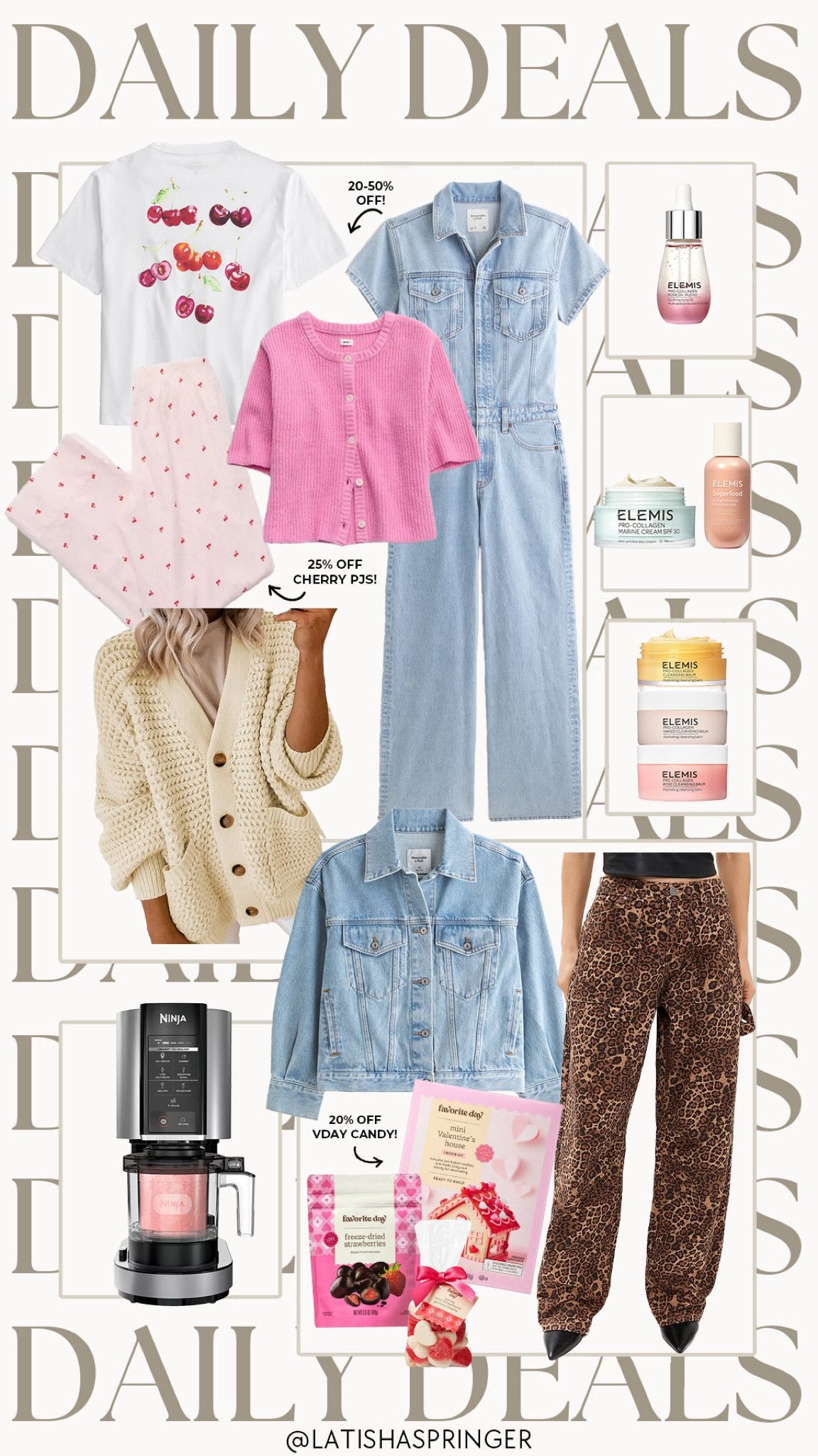 Daily deals! 

#dailydeals

Walmart deals. Amazon deals. Target deals. Ninja creami on sale. Amazon oversized cardigan. Amazon fashion. Leopard pants on sale. Shopbop sale. Abercrombie new arrivals. Denim jumpsuit. Oversized denim trucker jacket. Cherry graphic tee. Valentine’s Day pajama pants. Elemis deals  

#LTKFindsUnder100 #LTKSaleAlert #LTKSeasonal