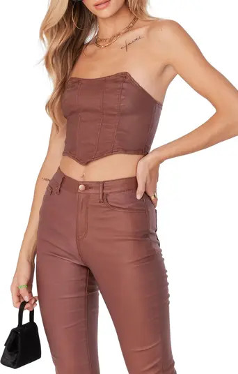 Faux Leather Strapless Corset Crop Top | Nordstrom