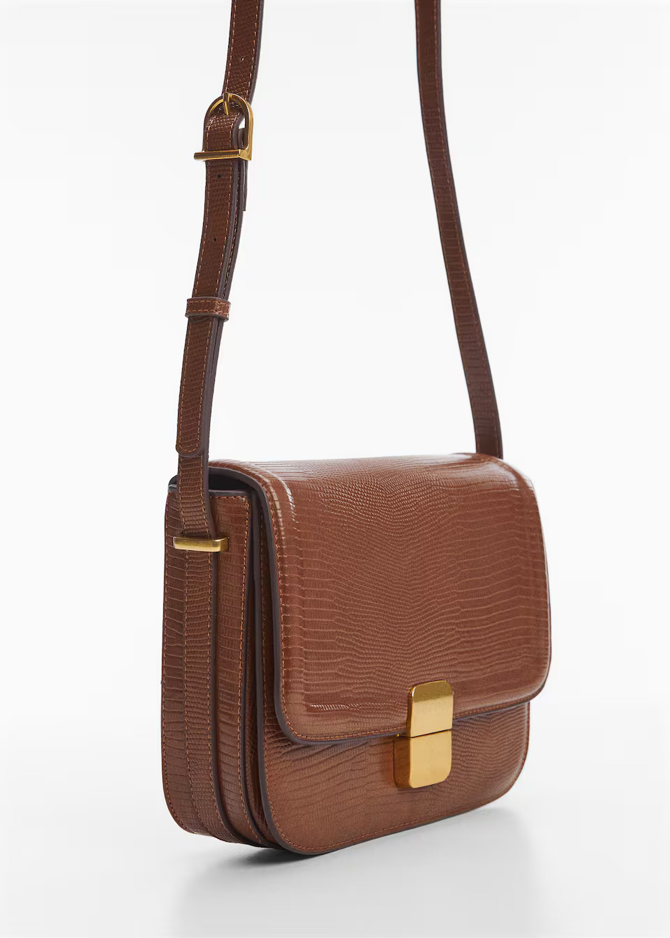Croc-effect flap bag | MANGO (US)