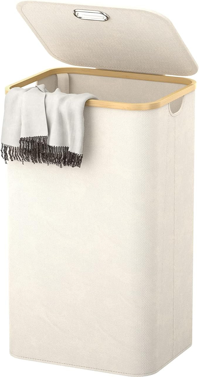 Homykic Laundry Hamper with Lid, 100L Tall Laundry Basket Collapsible with Bamboo Handles, Large ... | Amazon (US)