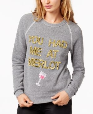Bow & Drape You Had Me At Merlot Sequined Graphic Sweatshirt | Macys (US)
