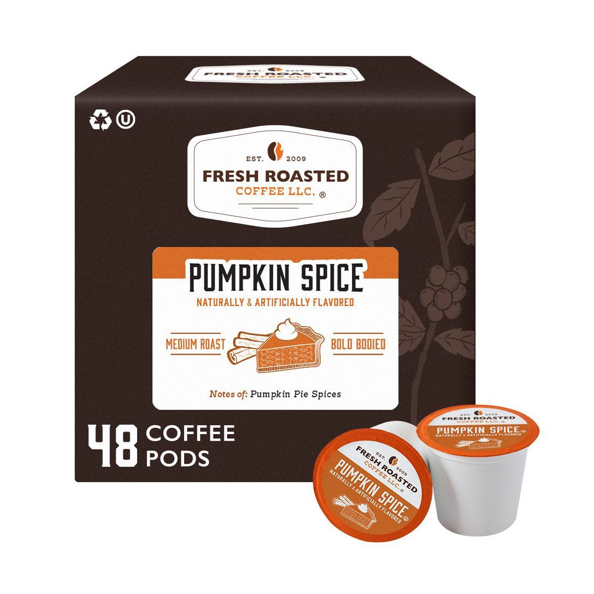Fresh Roasted Coffee - Pumpkin Spice Flavored Medium Roast Single Serve Pods - 48CT | Target