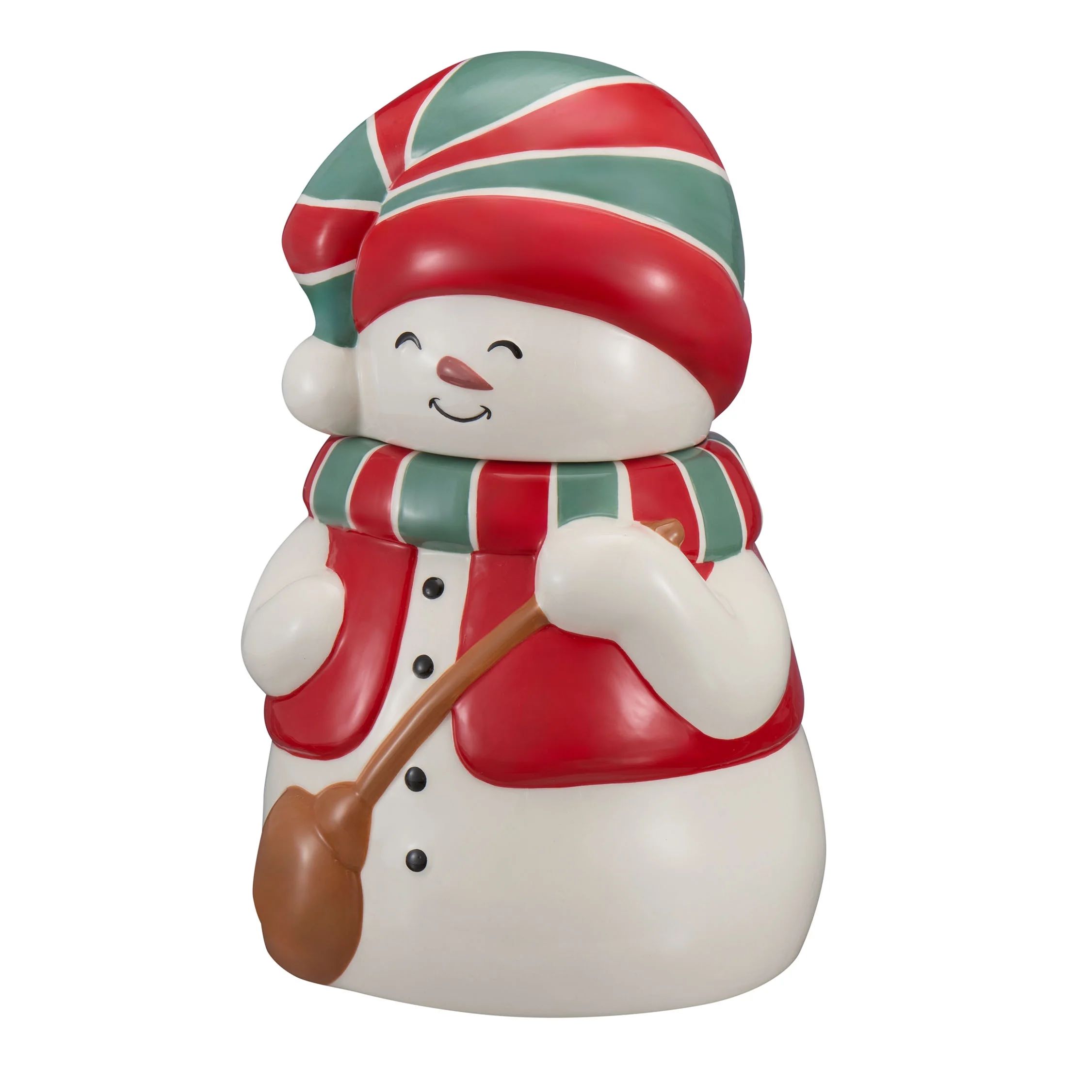 Holiday Time 73-Oz Snowman Glazed Earthenware Ceramic Treat Jar with Lid, Multicolor | Walmart (US)