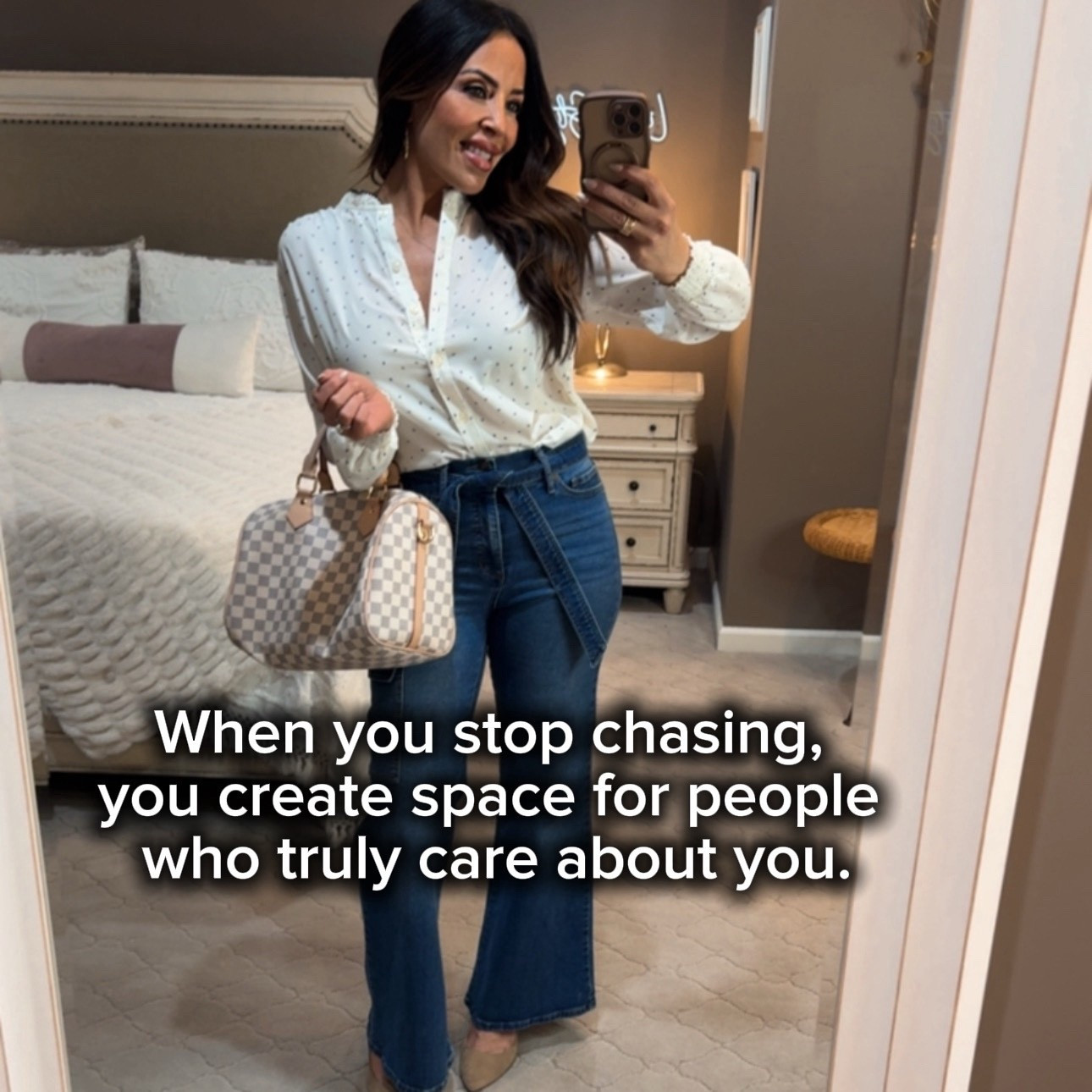 Day 4 of 7 days of advice from this 54 year-old while we look at affordable fashion. Even after 50, you can create a world full of people who care about you and enrich your life. Quality over quantity always in relationships.❤️
These jeans are the perfect fit, perfect amount of stretch and come in a few different washes. You cannot find a better pair for $28! I’m wearing a size 4.
#walmartstyle

#LTKselfcare #LTKootd