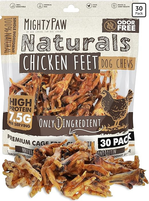 Mighty Paw Naturals Chicken Feet Dog Treats (30 Pack) | All Natural Dehydrated Chicken Feet for D... | Amazon (US)