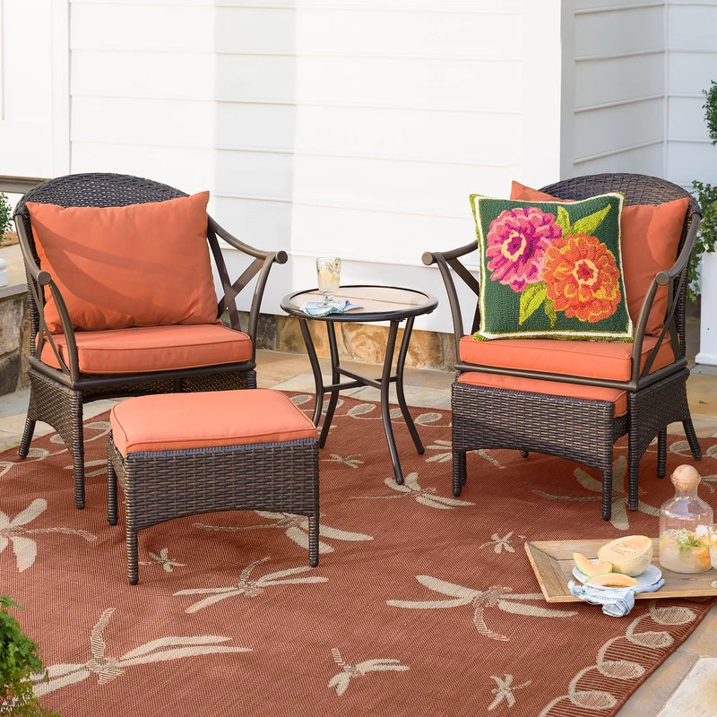 Indoor/Outdoor Double Zinnia Hooked Throw Pillow | Plow & Hearth