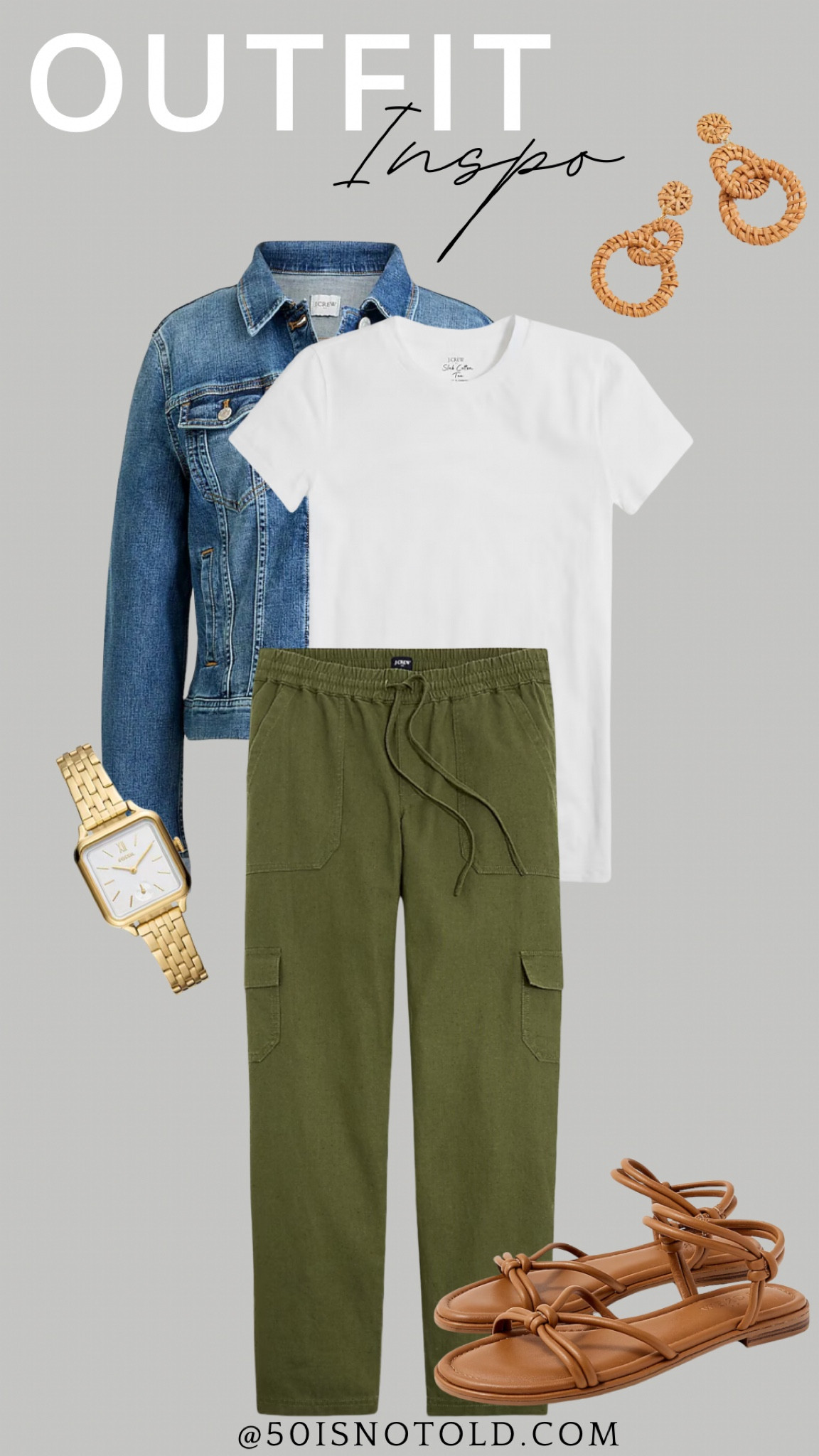 Outfit Idea for Spring | Women’s Outfit | Cargo Pants | Denim Jacket | Capsule Wardrobe | Gold Watch 

#LTKshoecrush #LTKworkwear #LTKstyletip