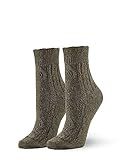 HUE Women's Lightweight Wool Frilly Cable Sock, Moss, One Size | Amazon (US)