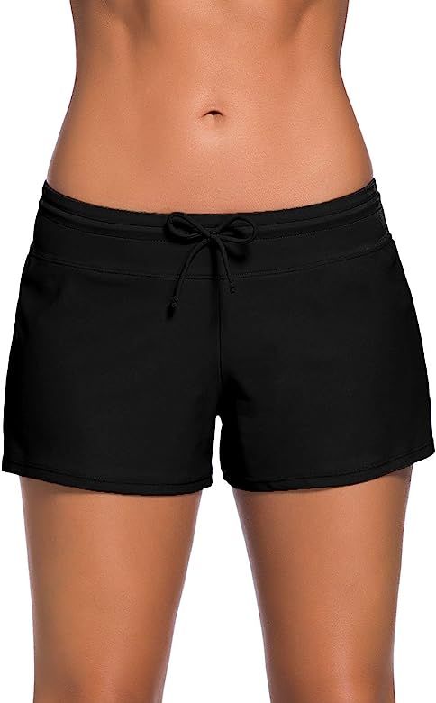 Aleumdr Women's Waistband Swimsuit Bottom Boy Shorts Swimming Panty | Amazon (US)