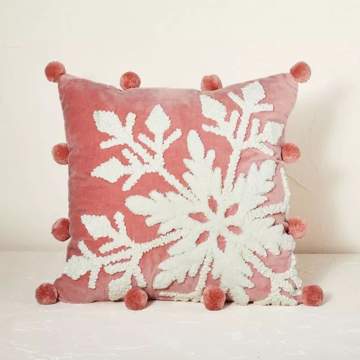 Oversized Embroidered Snowflake Velvet Square Christmas Throw Pillow - Opalhouse™ designed with... | Target