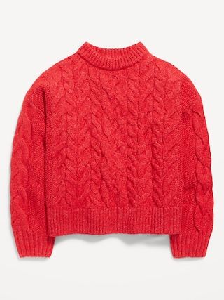 Cozy Mock-Neck Cable-Knit Pullover Sweater for Girls | Old Navy (US)