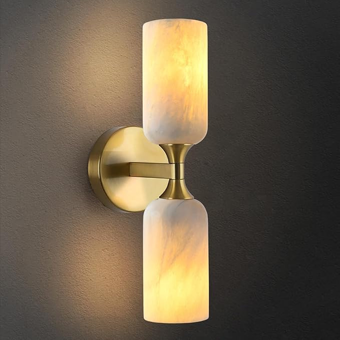 Natural Alabaster Wall Sconce Light Marble Wall Light Bathroom Vanity Sconce Mid Century Stone Wa... | Amazon (US)