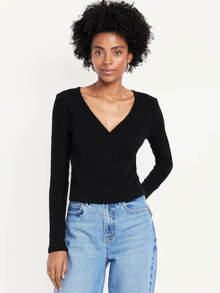 Long-Sleeve Wrap-Front Top | Old Navy (CA)
