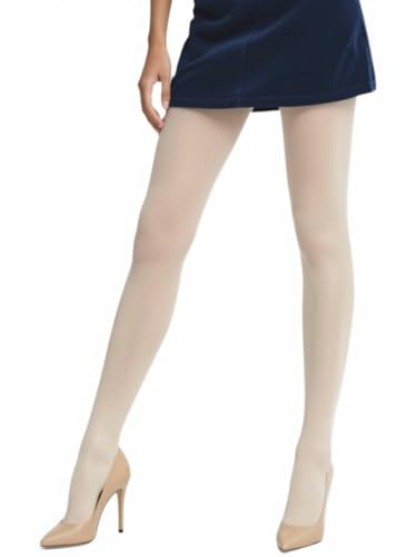 Charm and Attitude Soft Cream Tights for Women | Warm Pantyhose Stockings | Opaque Hosiery Nylons - Cream, S | Amazon (US)