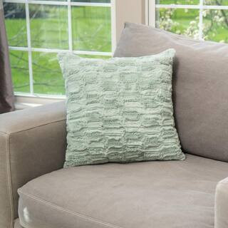 HGTV Art Deco Brushed Faux Fur Pillow Quietude 18 x 18 in. | The Home Depot