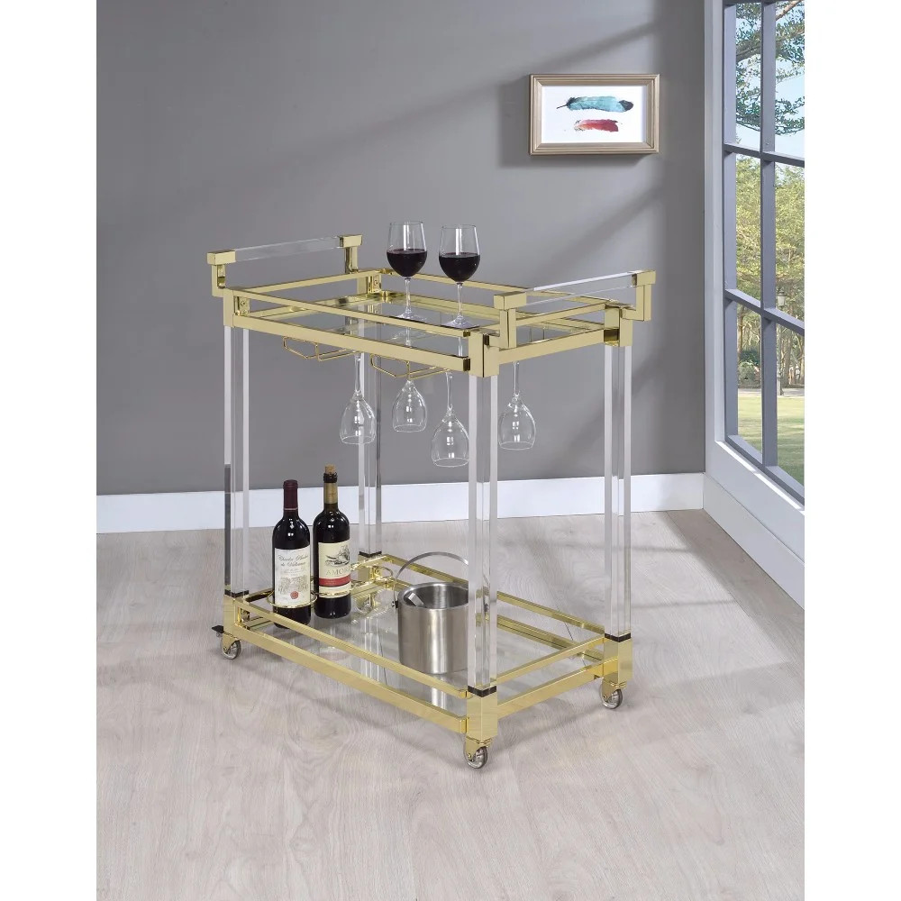 Modern Acrylic Serving Cart, Gold and Clear | Walmart (US)