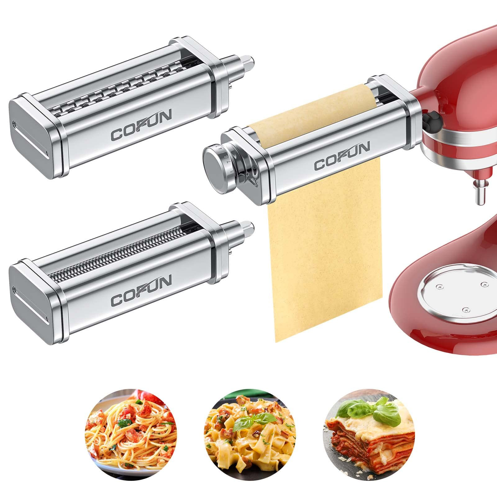 Pasta Attachment for KitchenAid Stand Mixer, 3 Piece Pasta Making Kit Including Pasta Roller, Cut... | Amazon (US)