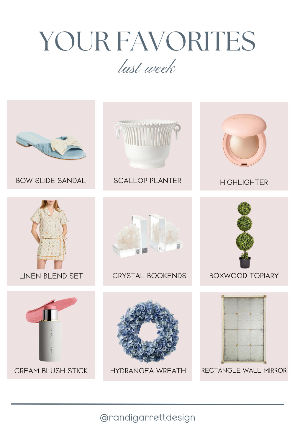 Your favorites of the week🤍 Home, beauty, and style favorites we’re loving right now—think cream blush and glow-boosting highlighter, quartz crystal bookends, a fresh hydrangea wreath, bow sandals, a scalloped planter, and more. 

 #LTKootd #LTKHome #LTKBeauty