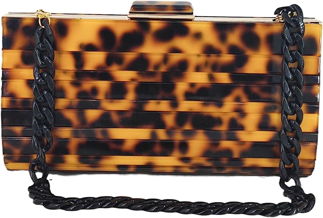 Leopard Print Women Acrylic Clutches & Evening Bags Fashion Party Dinner Purses and Handbags | Amazon (US)