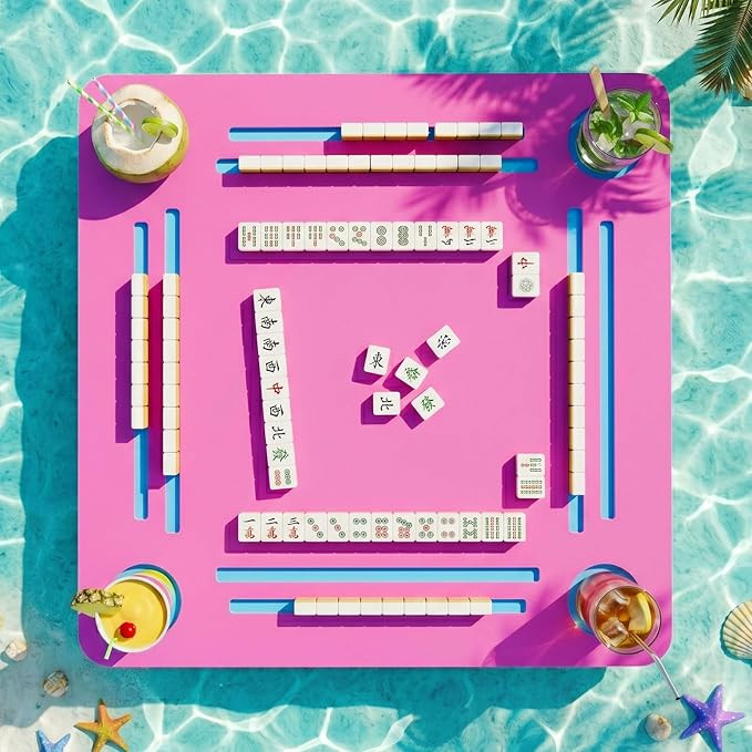 31.5" x 31.5" Floating Mahjong Table for Pool, Portable Floating Mahjong Mat for Card Games Scrab... | Amazon (US)