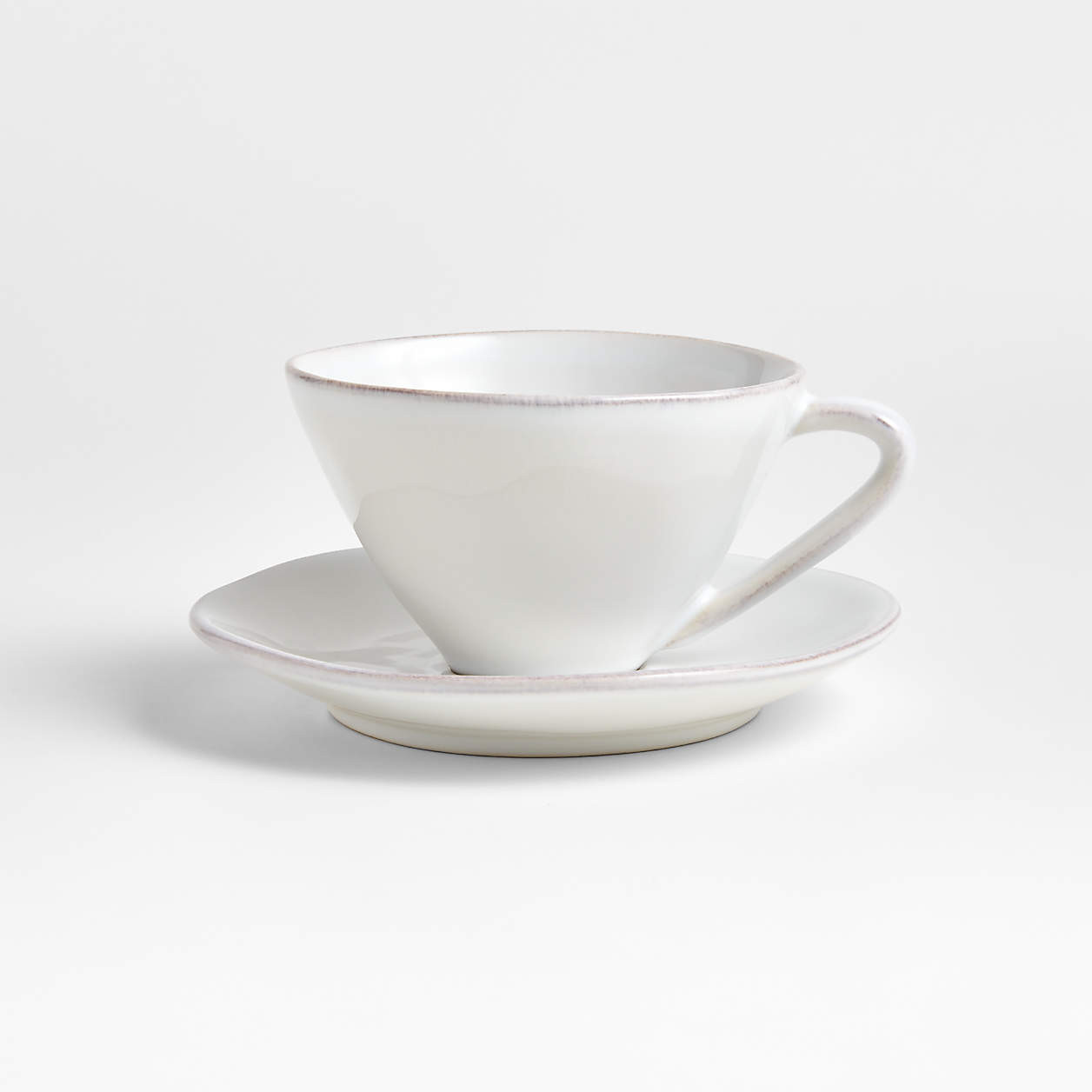 Marin 9.5-oz. White Stoneware Cappuccino Cup and Saucer + Reviews | Crate & Barrel | Crate & Barrel
