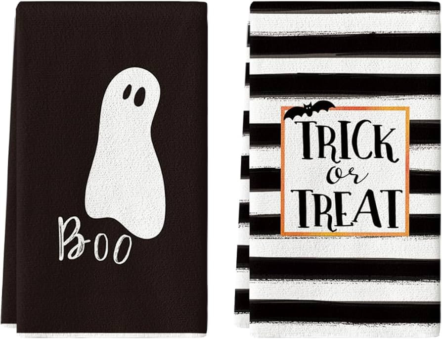 Artoid Mode Stripes Trick or Treat Boo Ghost Halloween Kitchen Towels Dish Towels, 18 x 26 Inch H... | Amazon (US)