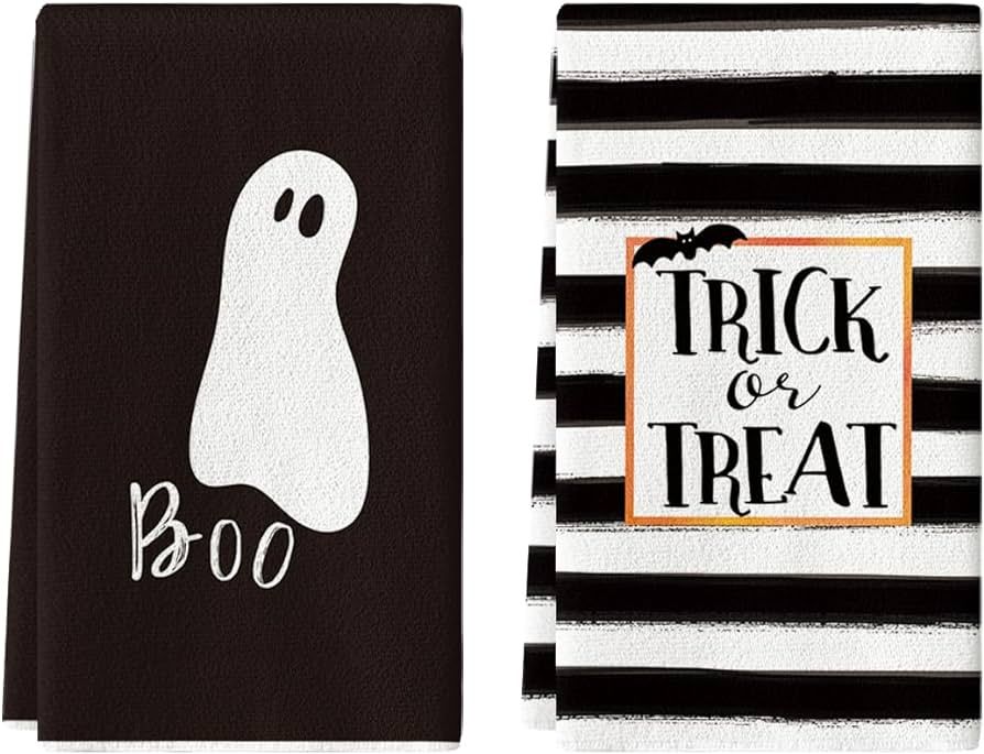 Artoid Mode Stripes Trick or Treat Boo Ghost Halloween Kitchen Towels Dish Towels, 18 x 26 Inch H... | Amazon (US)