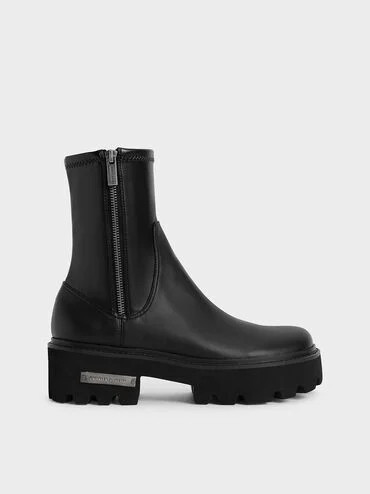 Black Imogen Side-Zip Ankle Boots | CHARLES & KEITH UK | Charles & Keith UK
