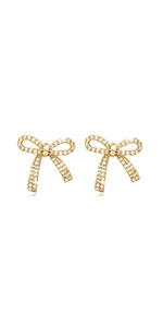 Bow Earrings for Women Trendy Sparkly Rhinestone Chain Tassel Earrings Cute Ribbon Stud Earring D... | Amazon (US)