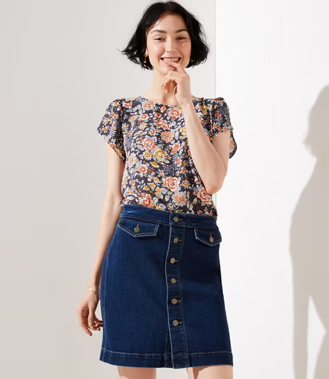 Button Denim Skirt | LOFT | LOFT