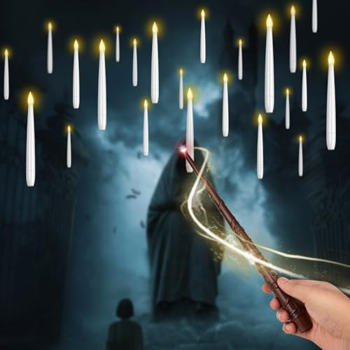 CSNDICE Floating Candles with Wand, Magic Hanging Candles Flickering Warm Light Flameless Candles with Remote, Battery Powered Floating LED Candles for Wedding Birthday Party Decor (20 Pack) | Amazon (US)