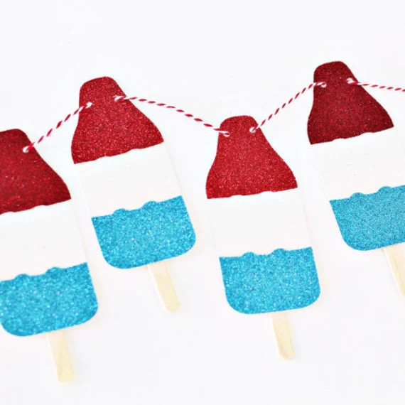 Red White & Blue Popsicle Banner  Popsicle Garland  4th of | Etsy | Etsy (US)