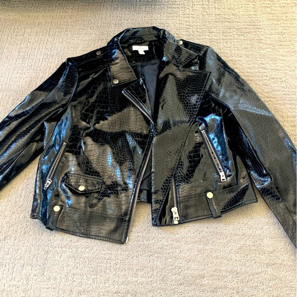 Topshop Crocodile Print Pleather Jacket | Poshmark