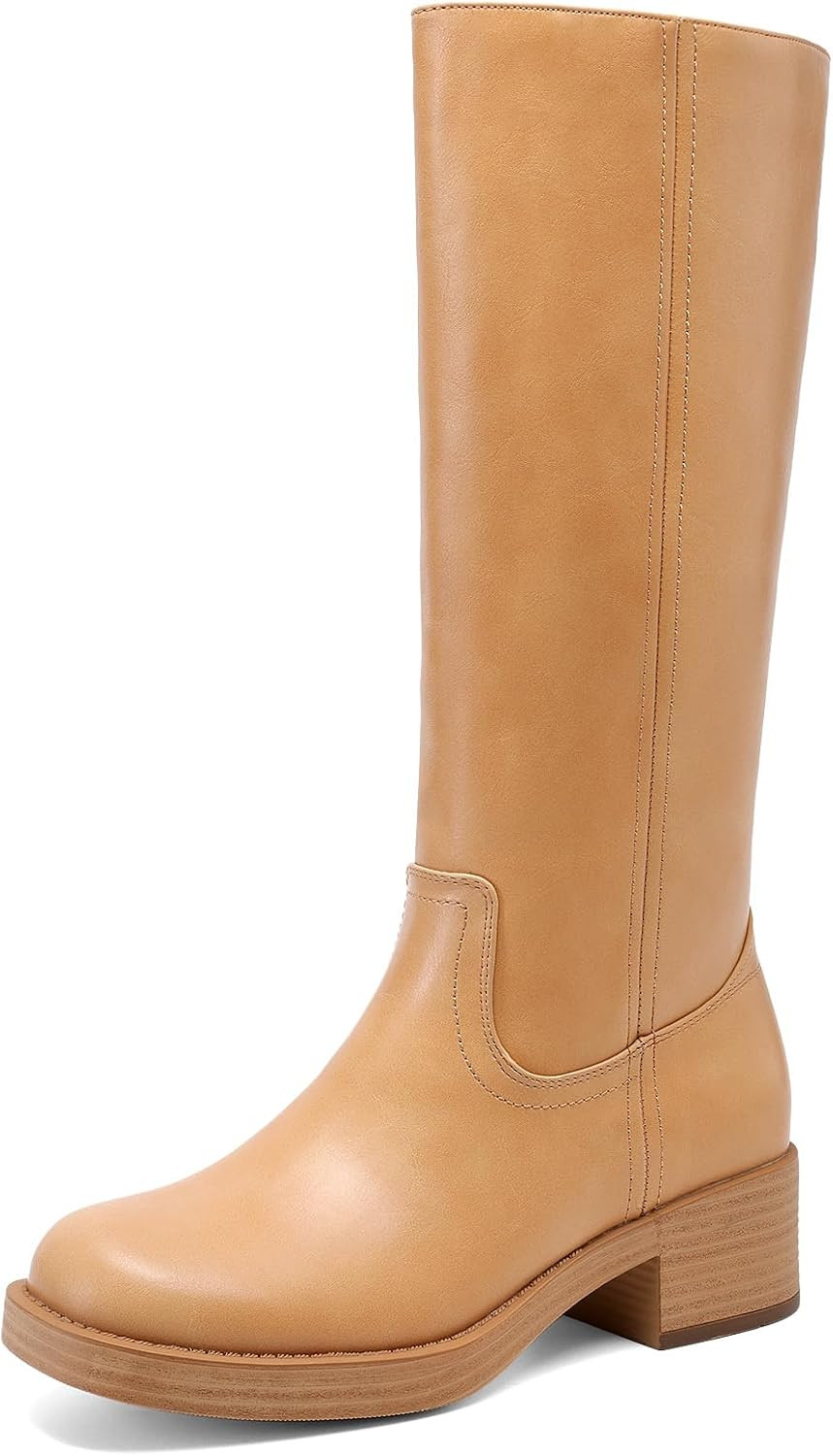 DREAM PAIRS Women's Square Toe Platform Chunky Block Heel Knee High Riding Boots | Amazon (US)
