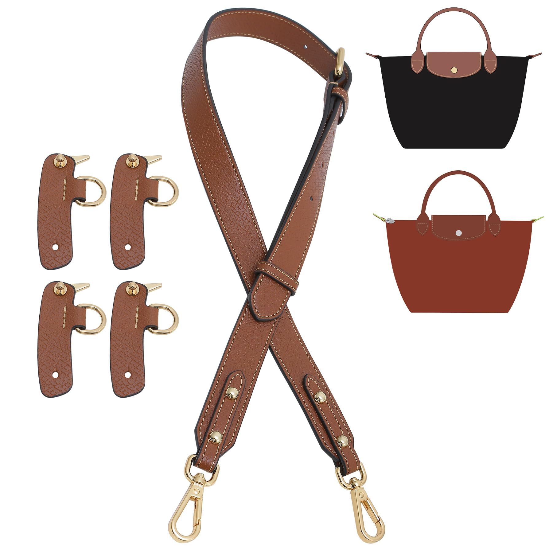 Upgraded 4 Buckles Purse Strap Replacement Compatible with Longchamp S/M/L Bag, Anti-Slip Leather... | Amazon (US)