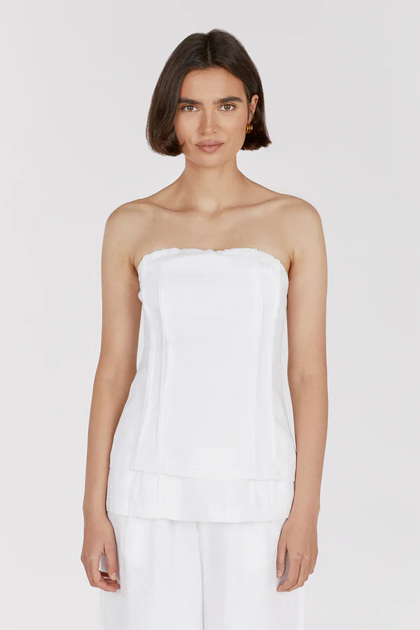DULCE WHITE LINEN TUNIC TOP | DISSH