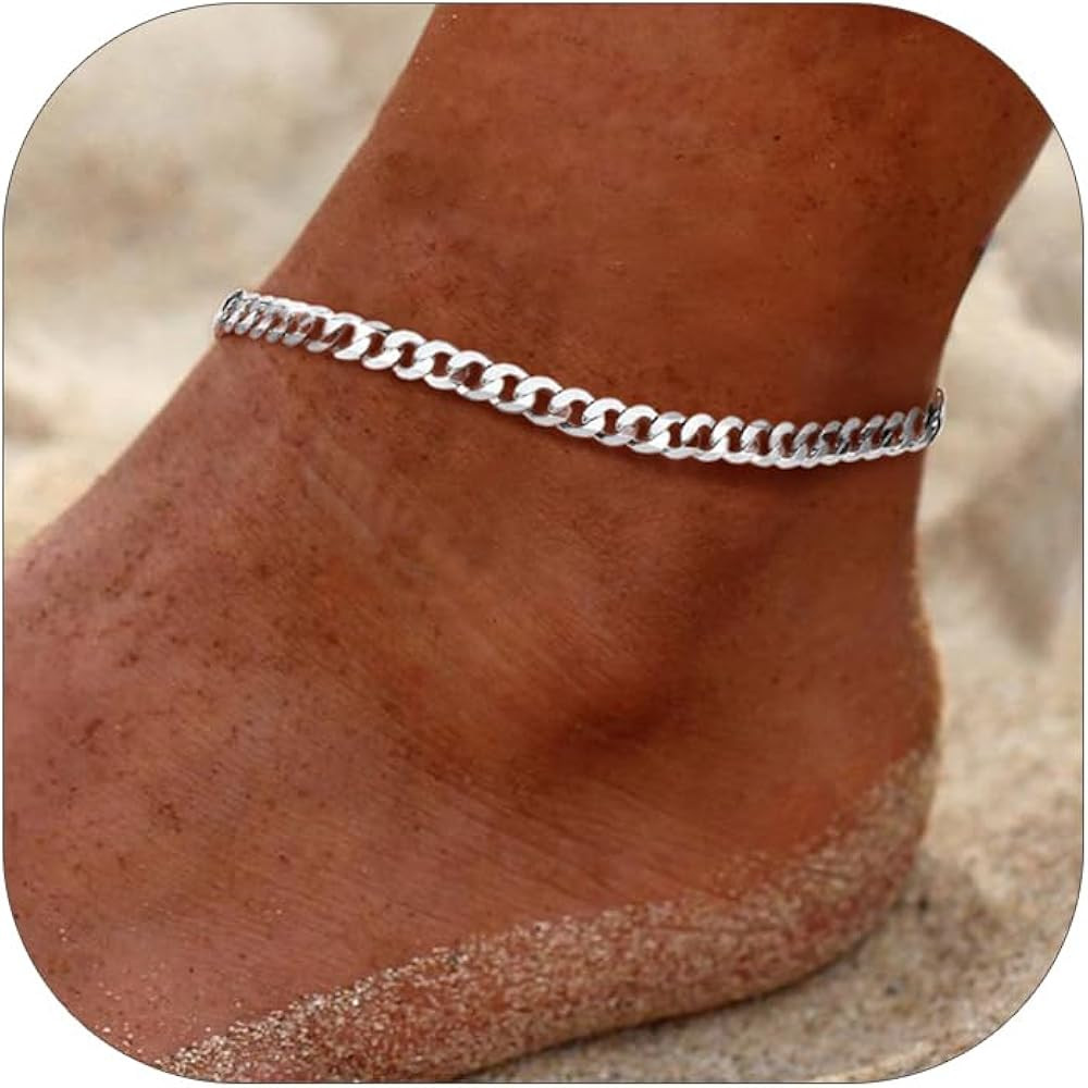 PROSILVER 925 Sterling Silver Ankle Bracelets For Women, Stylish Chain Anklets, Summer Beach Jewe... | Amazon (US)