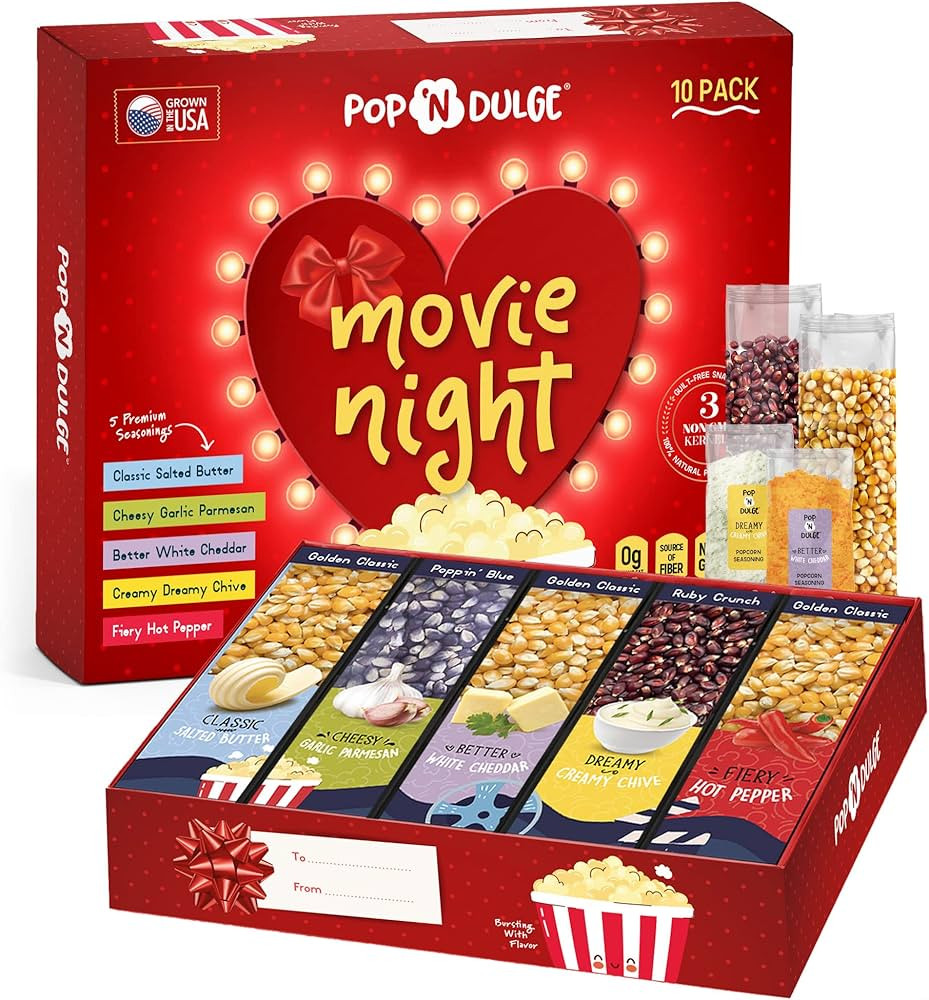 Valentines Day Gifts Movie Night Popcorn Gift Set, Valentines Day Gifts For Her Him, 10 Piece Set... | Amazon (US)