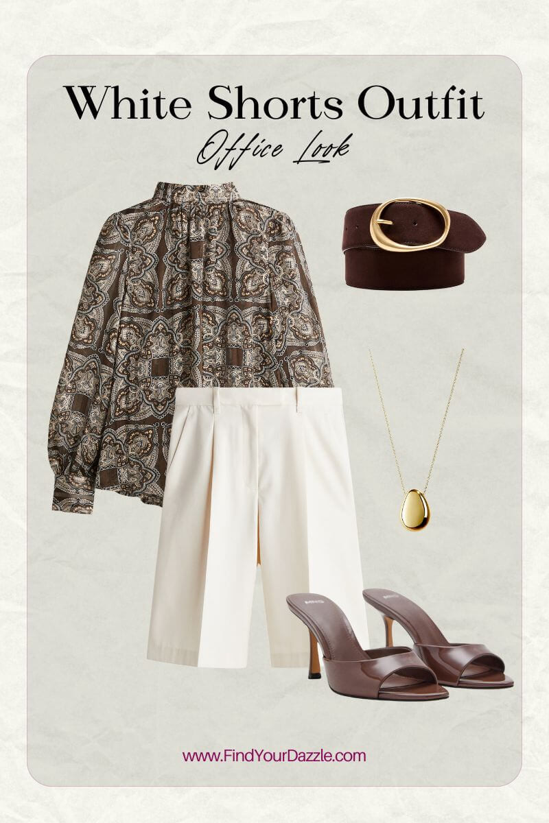 White shorts outfit inspo for work or brunch. Bermuda shorts and dressy blouse. 

#LTKFindsUnder100 #LTKootd #LTKWorkwear