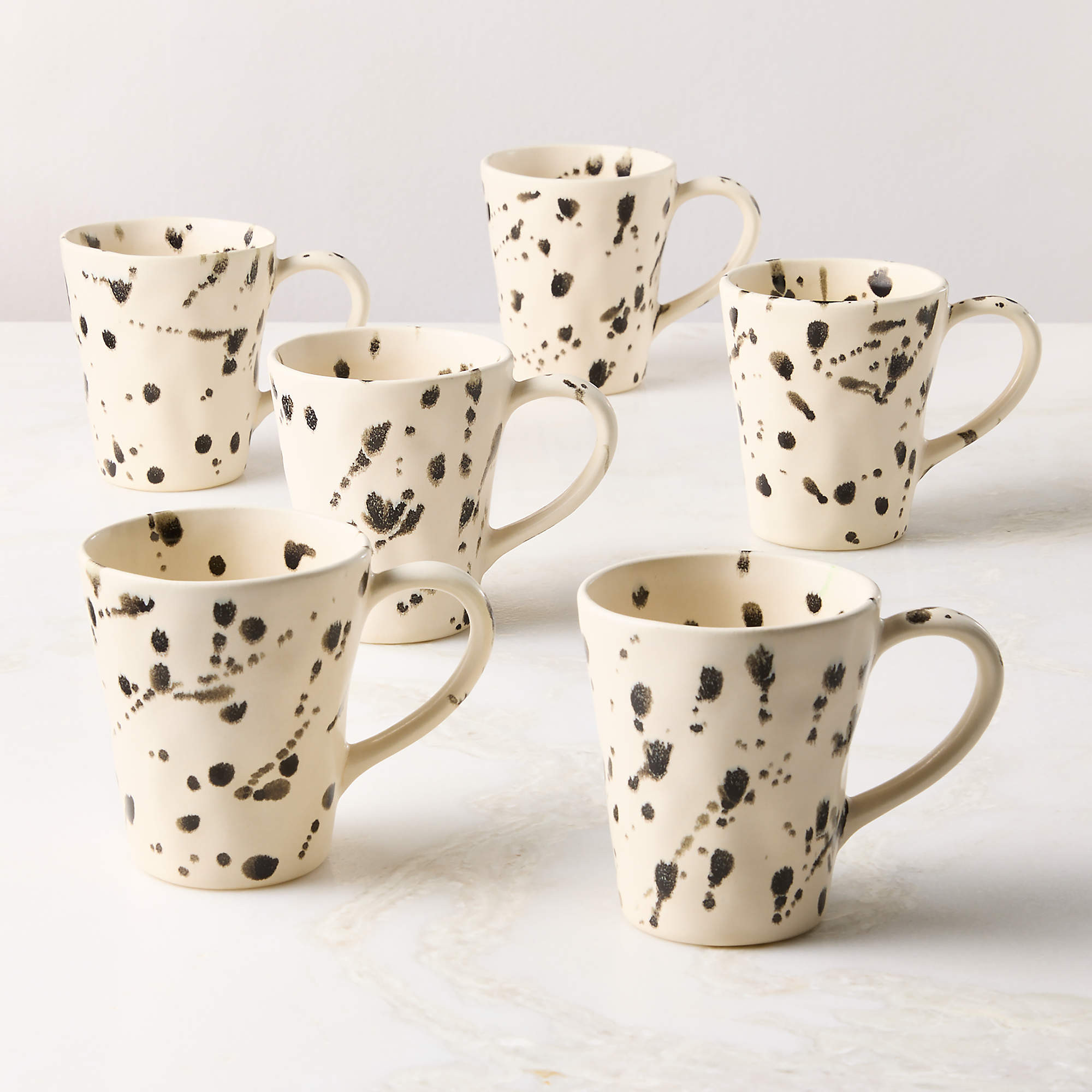 Harper Black and White Splatter Mugs Set of 6 + Reviews | CB2 | CB2